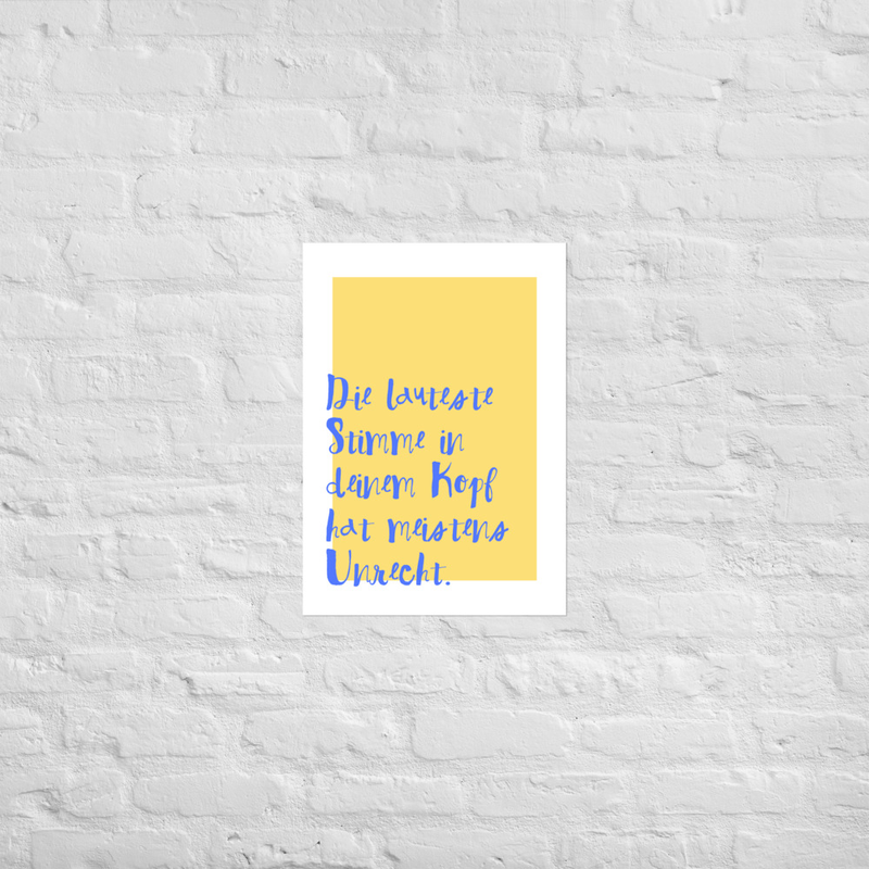 Poster „Die lauteste Stimme in deinem Kopf“ – Kunstdruck Gelb | Poster innerer Kritiker | Wandbild Selbstwert