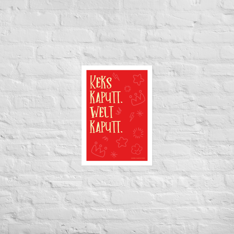 Poster „Keks kaputt. Welt kaputt.“ – Kunstdruck Rot | Poster Gefühle begleiten | Wandbild Kinderzimmer